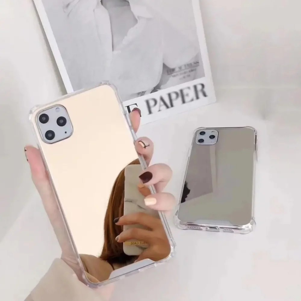 iPhone 15 Case Mirrored Phone Cover Gold